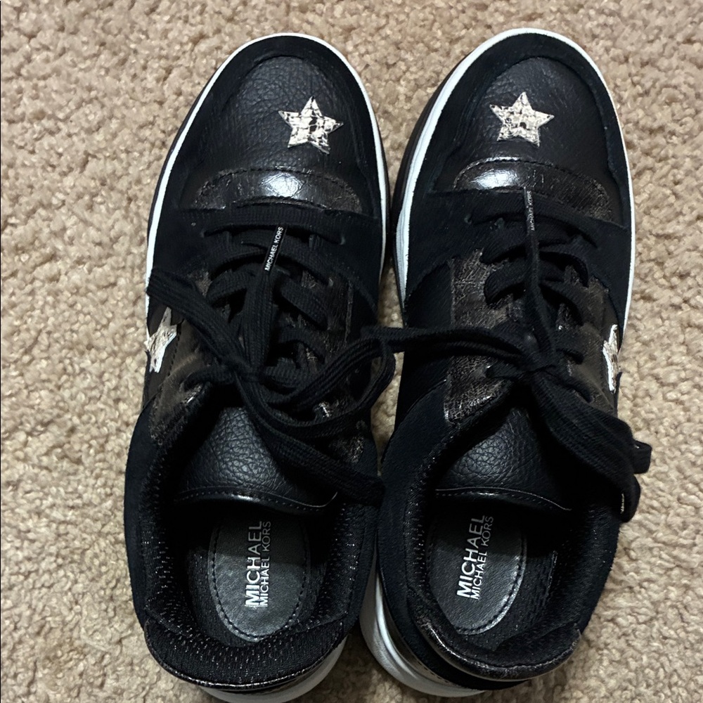 Michael Kors Black Sneakers with Silver Star Details
